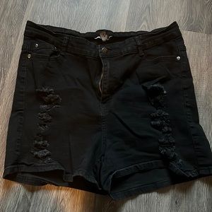high waist ripped shorts